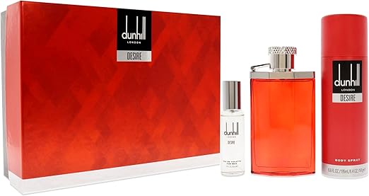 Desire Red Perfume Gift Set by Dunhill for Men -3Pc Gift Set 3.4oz Edt Spray, 1oz Edt Spray, 6.6oz Body Spray